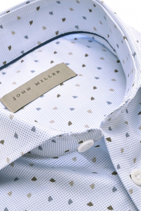 Lichtblauw slim fit easy care overhemd met mini dessin 5140352-130-000-000