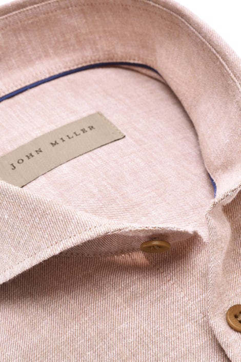 Zand slim fit overhemd in katoen/linnen mix 5140357-640-000-000