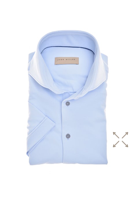 Light blue slim fit hyperstretch shirt in short sleeve 5141227-130-000-000