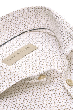 White slim fit easy care shirt with sandy print 5141550-650-000-000