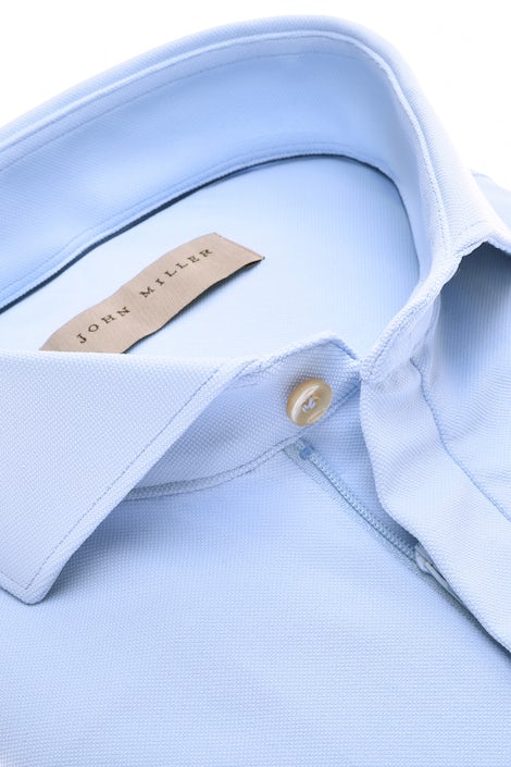 Light blue slim fit hyperstretch polo shirt with zip-closure 5141633-130-000-000