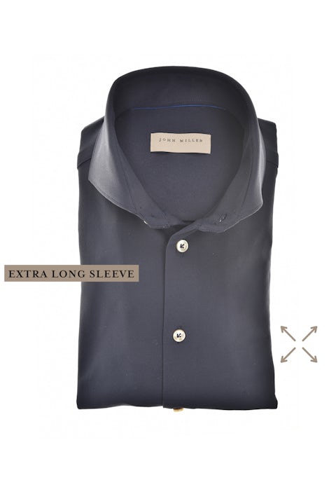 Donkerblauw slim fit hyperstretch overhemd in extra lange mouw 5141634-195-000-000