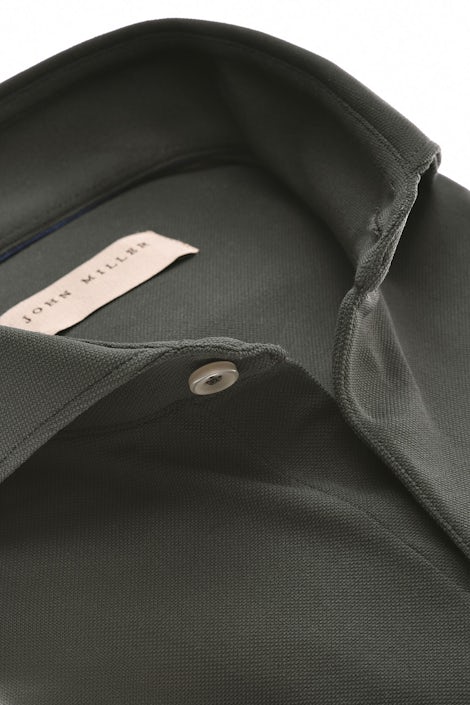 Donkergroen slim fit hyperstretch polo shirt met v-sluiting in korte mouw 5142037-590-000-000