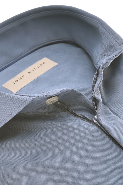 Blauw slim fit hyperstretch polo shirt met ritssluiting in korte mouw 5142038-165-000-000