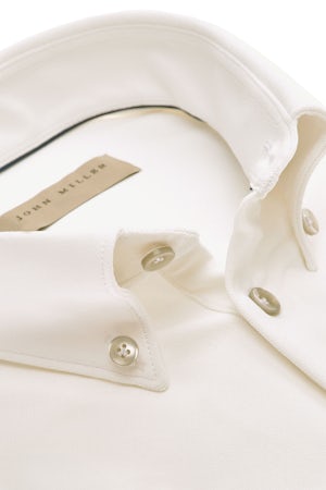 Gebroken wit slim fit hyperstretch overhemd in korte mouw 5142040-920-000-000