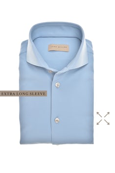 Light blue slim fit hyperstretch shirt in extra long sleeve 5142041-141-000-000