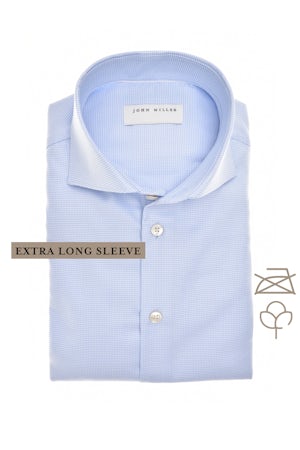 Light blue slim fit non-iron shirt in extra long sleeve 5142223-130-130-000
