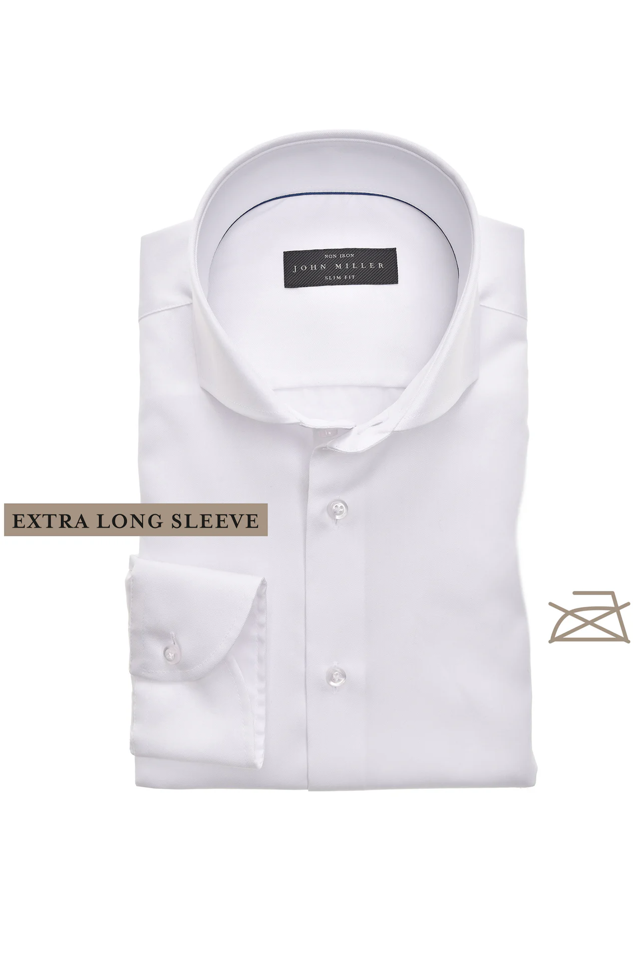 White non-iron slim fit shirt with extra long | John Miller Shirts White non-iron slim fit shirt with extra long | John Miller Shirts