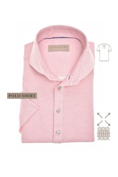 Pink slim fit knitted jersey polo shirt with short sleeve 5710382-430-000-000